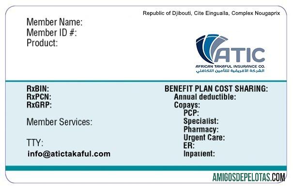 Cartão de seguro saúde do Djibuti exemplo